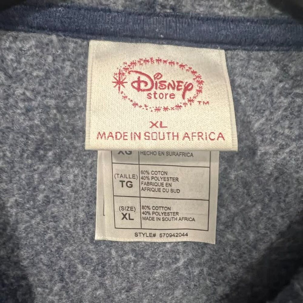 Disney Store Vintage-Style Distressed Mickey Mouse Full-Zip Blue Hoodie- X-Large - Picture 3 of 7